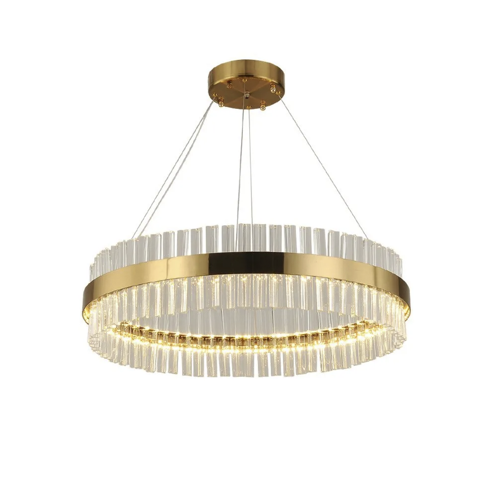 Lustre de cristal inox dourado com soquete E14
