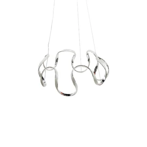 Lustre Pendente Moderno Curvas Cromo 72W Led 3CCT 450*1000-Avida