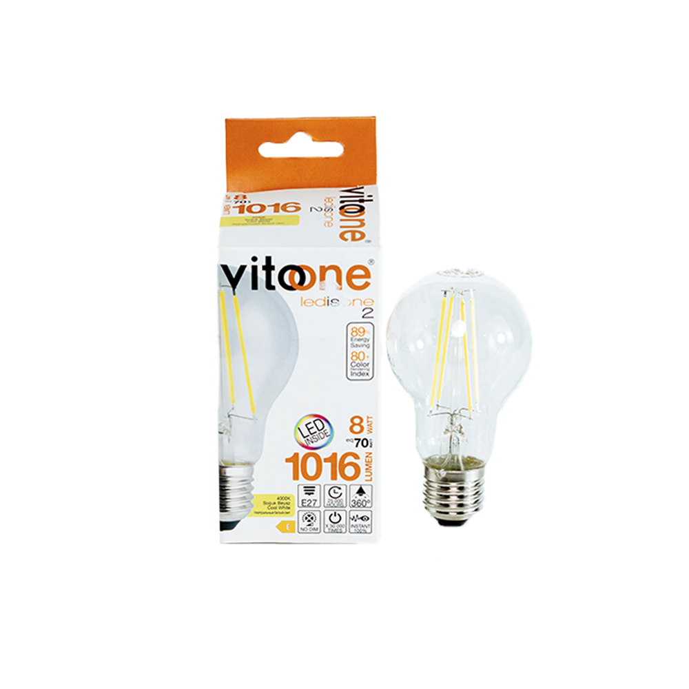 Lâmpada LED de Filamento A60 8W 4000K LEDISONE com luz neutra e design retrô para decoração de ambientes