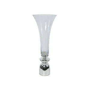 Vaso De Vidro Transparente/Prateado