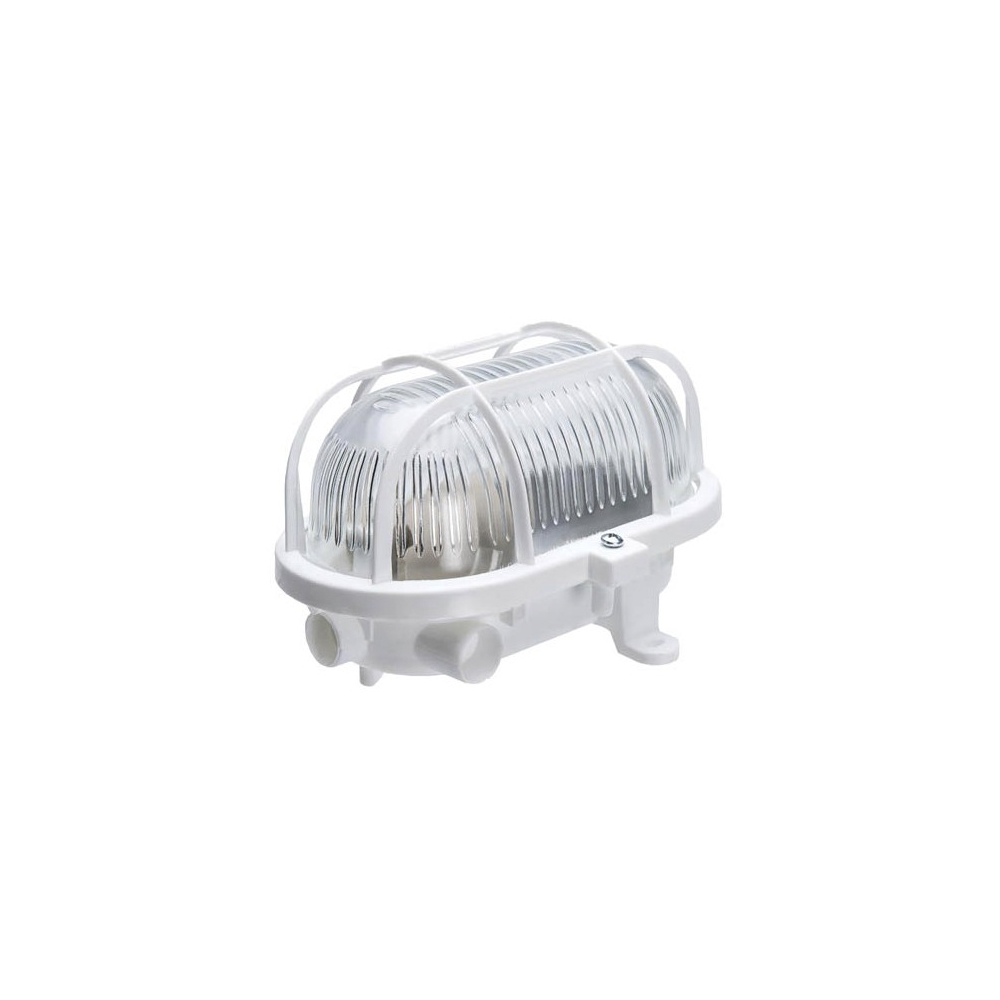 Olho Boi Plástico Oval E27 IP54 Branco para Iluminação Externa