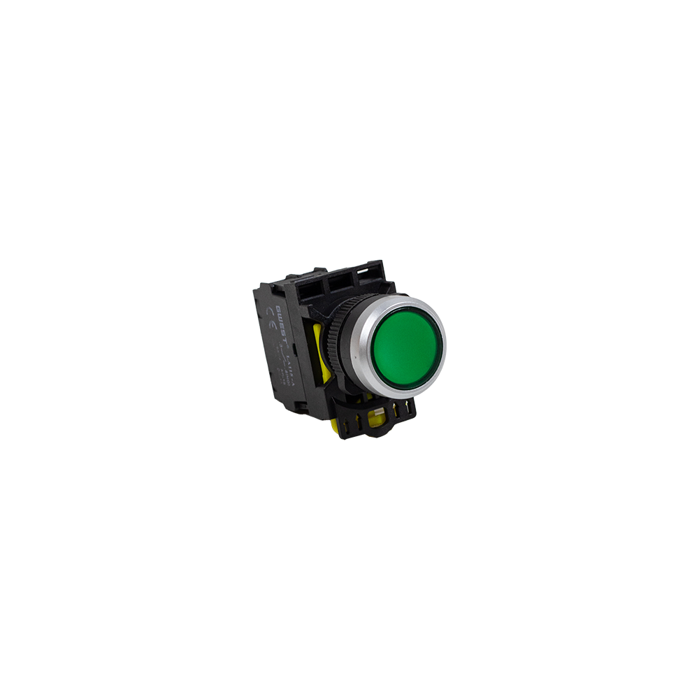 Botão de Pressão Luminoso Verde 24V modelo A5-10D-24 com contato 1NA