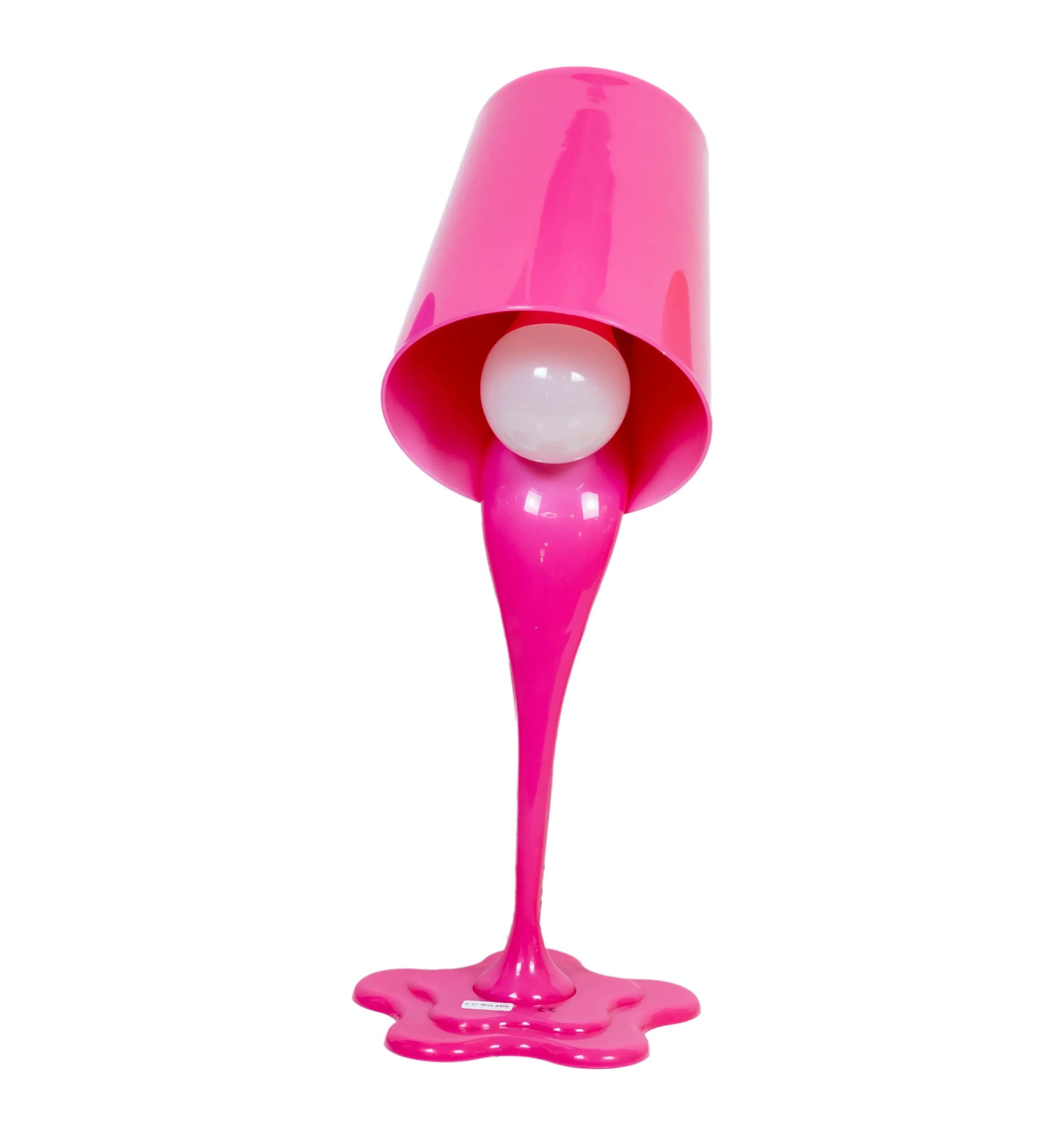 Abajur balde de tinta rosa para mesa com soquete E27, iluminação suave e design criativo para quartos e salas.