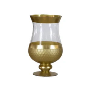 Vaso De Vidro Faxa Dourada
