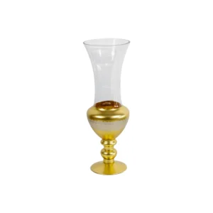 Vaso Decorativo Transparente Com Faxa Dourada
