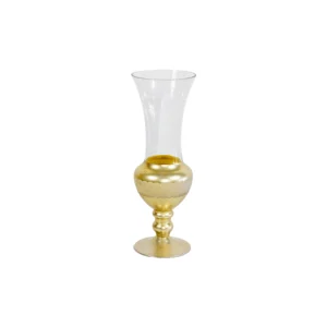 Vaso Decorativo Transparente Com Faxa Dourada