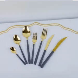 Conjunto de talheres cinza inox 42 peças com design moderno e sofisticado