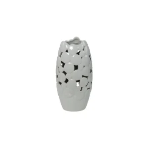 Vaso De Cerâmica Azul 15x11x32cm
