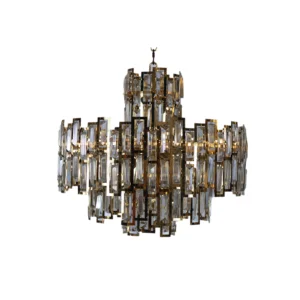 Lustre De Cristal Inox Dourado  Para Sala/Escritório/Quarto 14x E14 40w
