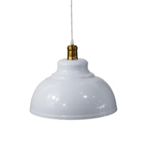 Candeeiro suspenso metal branco E27 D400×H300 Avida