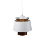 Candeeiro suspenso metal branco e dourado E27 250×250 – Avida