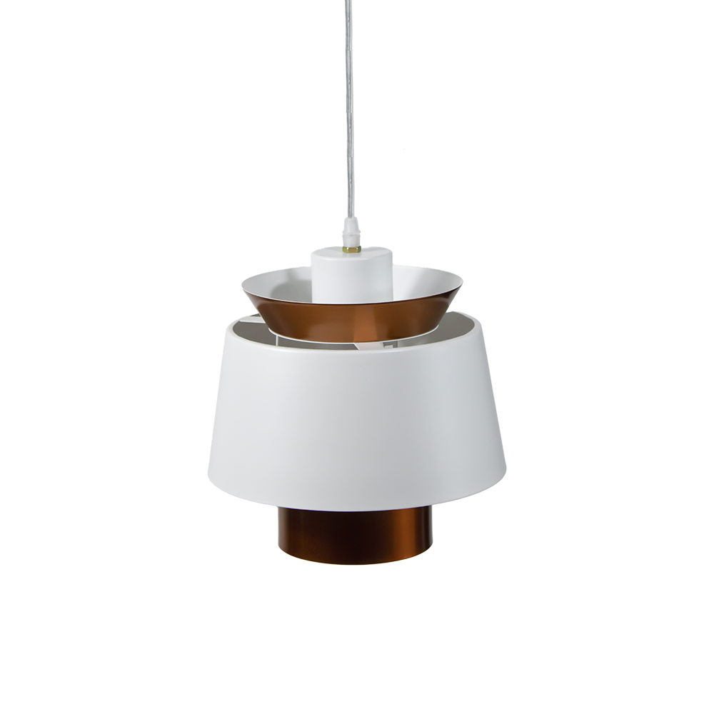 Candeeiro suspenso metal branco e dourado E27 250×250 – Avida