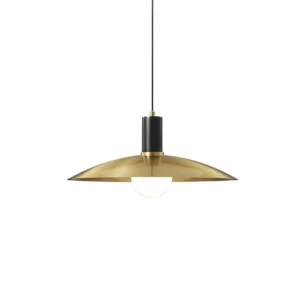 Candeeiro suspenso em metal dourado com soquete E27 e 30cm de diâmetro