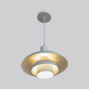 Candeeiro suspenso branco em metal E27 380x200mm – Avida Iluminação