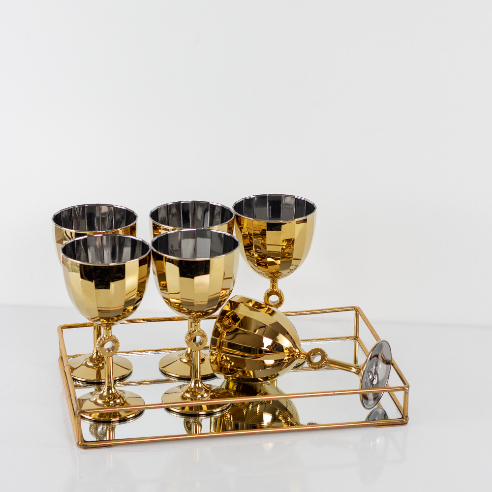 Conjunto de Copo para Vinho Dourado com 6 peças para mesa elegante