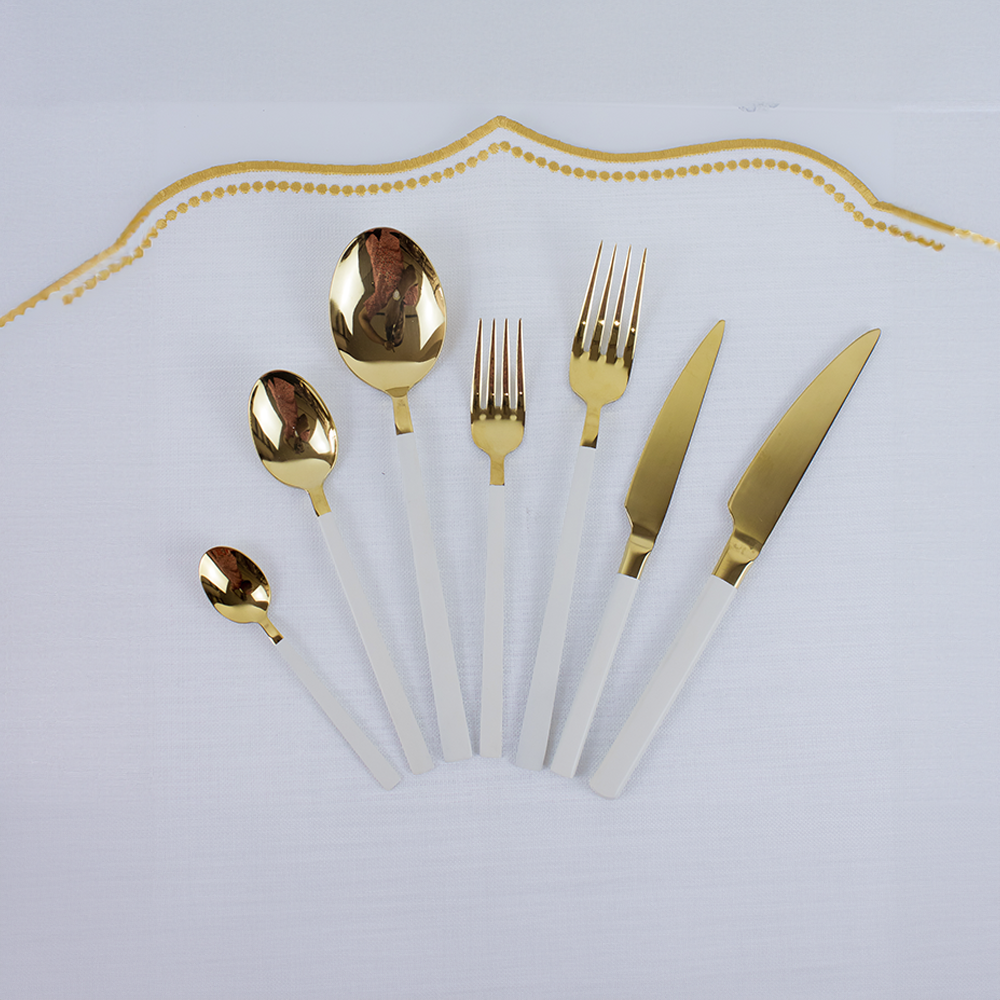 Conjunto Jantar Talheres Branco Inox 42 Pcs