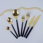 Conjunto de talheres azul em inox com 42 peças elegantes para mesa posta completa
