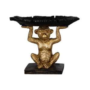 ESTÁTUA DE MACACO COM FOLHAS