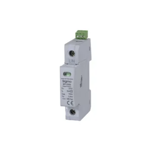 Descarregador de sobretensão 1P 5 kA Sigma montado em trilho DIN para proteção elétrica.