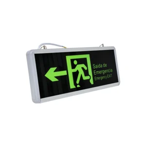 Placa sinalética saída de emergência com seta para a esquerda modelo GR13