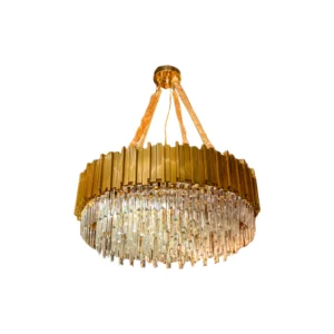 Lustre De Cristal Dourado Sala/Escritório 10x E14 40w