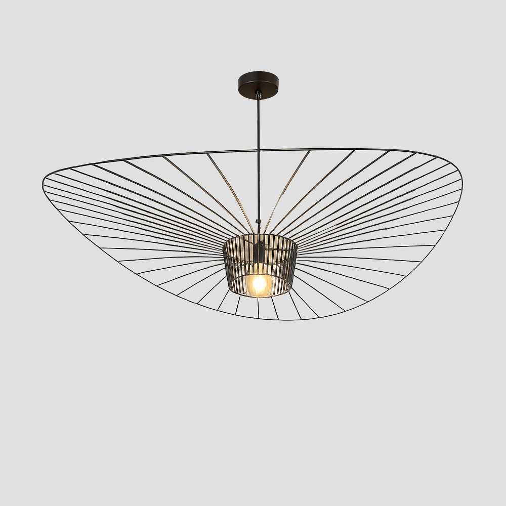 Candeeiro suspenso em metal preto E27 D1700 Avida iluminação moderna.