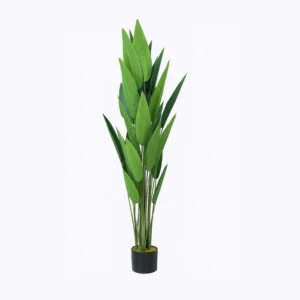Planta artificial 120cm em seda com vaso de cimento e estrutura de ferro