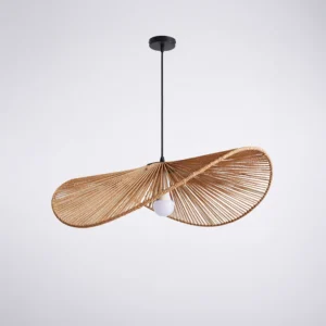 Candeeiro de teto Metal-Bambo-D60×H53×17cm-1x27-Avıda
