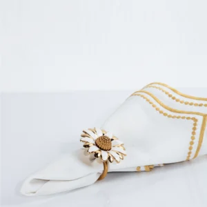 Porta guardanapo girasol branco e dourado